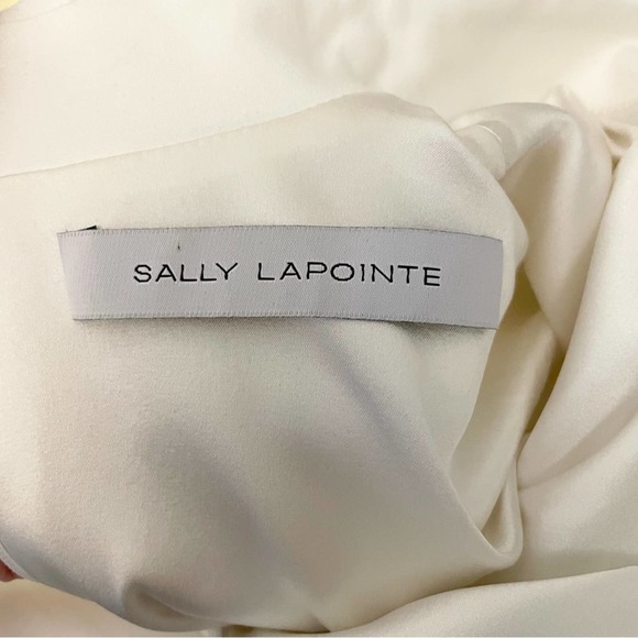 SALLY LAPOINTE Mixed Media Dress White Structure Top Faux Leather Skirt Size 4 - Picture 13 of 16